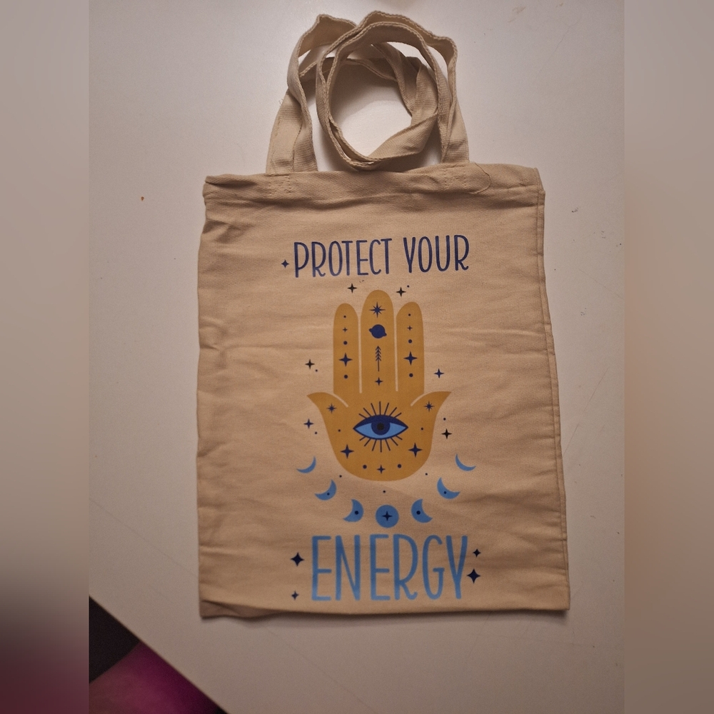 Beige Tote Bag with Decal Detail